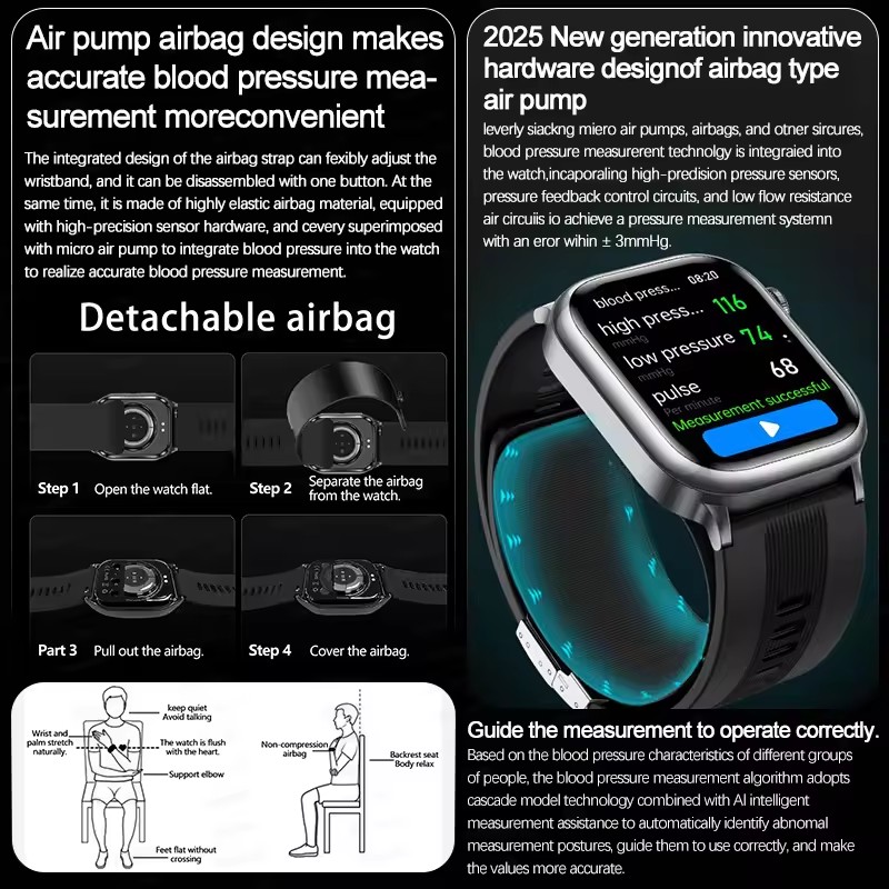 2025New Air Pump Airbag Accura - Fall Detection Watch 리뷰 및 가격